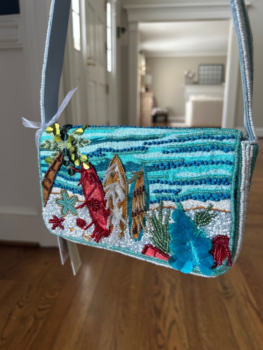 New! Surfboard beaded bag